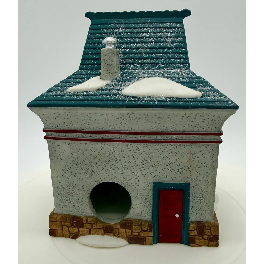 Department‎ 56 North Pole Series Beard Barber Shop 1994 Porcelain Light Up House